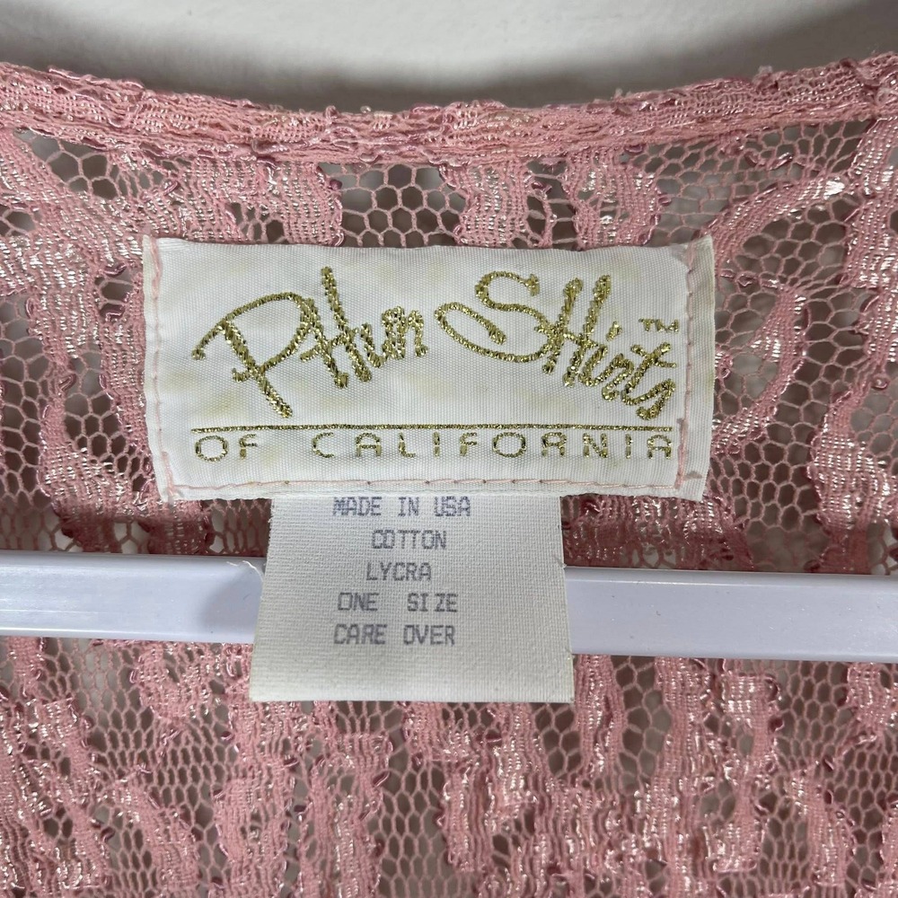 VTG Phun Shirts California Lace Tunic Top Mauve Pink Fairycore Romantic Cherub - Picture 6 of 6